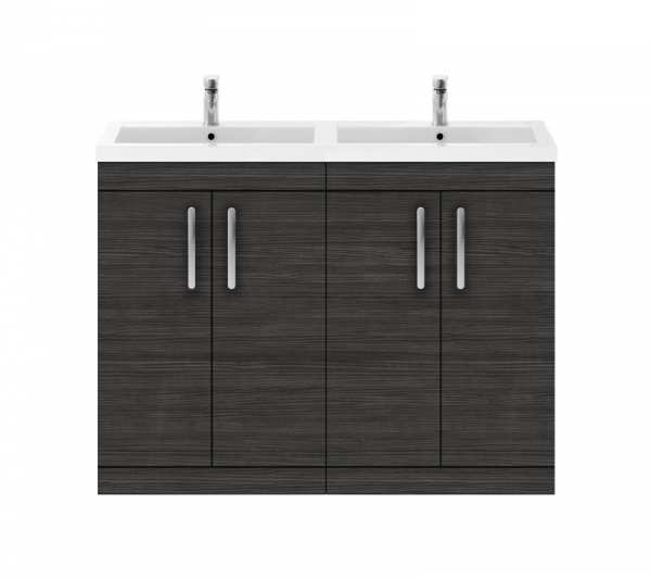 Nuie Athena Hacienda Black Floor Standing 1200mm Cabinet and Double Basin ATH026C