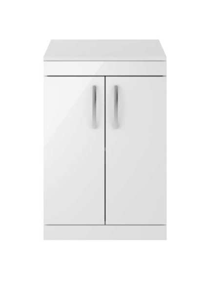 Nuie Athena Gloss White Floor Standing 600mm Cabinet and Worktop ATH027W