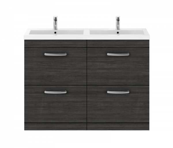 Nuie Athena Hacienda Black Floor Standing 1200mm Cabinet and Double Basin ATH033C