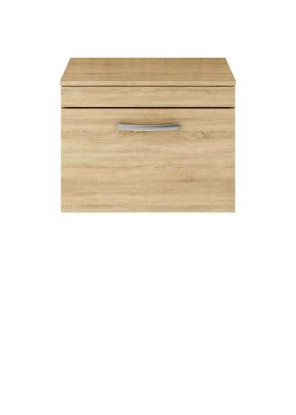 Nuie Athena Natural Oak Wall Hung 600mm Cabinet and Worktop ATH038W
