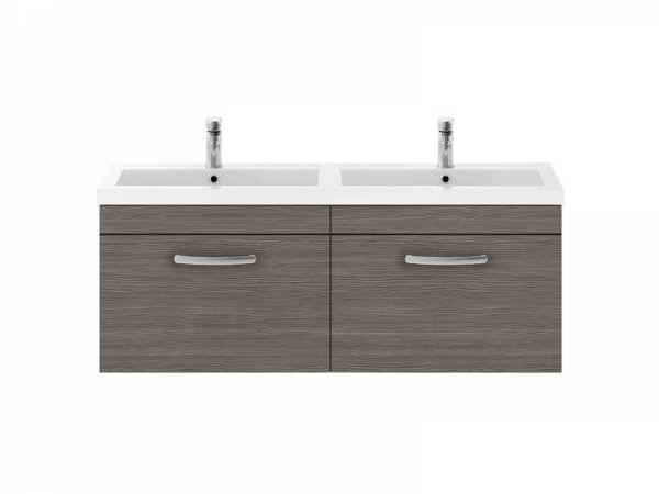 Nuie Athena Grey Avola Wall Hung 1200mm Cabinet and Double Basin ATH039C