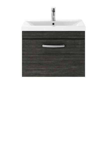 Nuie Athena Hacienda Black Wall Hung 600mm Cabinet and Basin 1 ATH040A