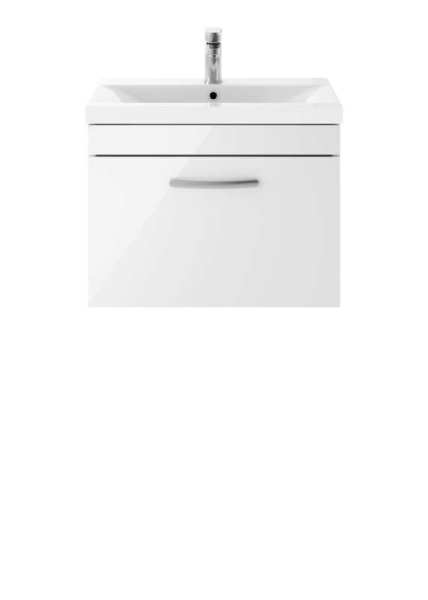 Nuie Athena Gloss White Wall Hung 600mm Cabinet and Basin 2 ATH041B