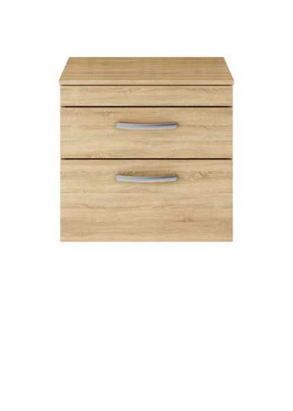 Nuie Athena Natural Oak Wall Hung 600mm Cabinet and Worktop ATH045W