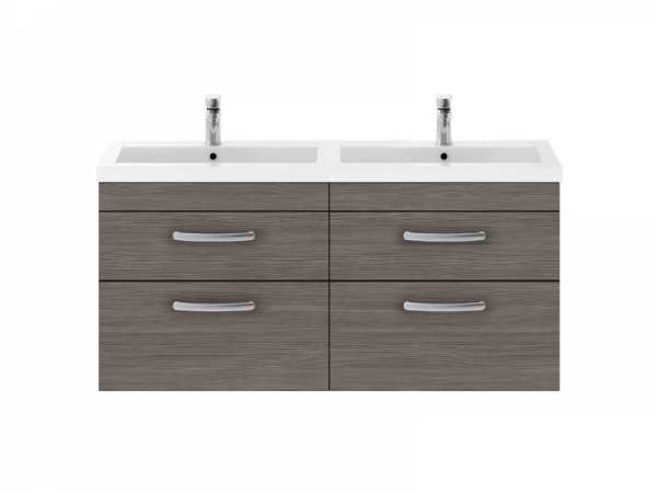Nuie Athena Grey Avola Wall Hung 1200mm Cabinet and Double Basin ATH046C