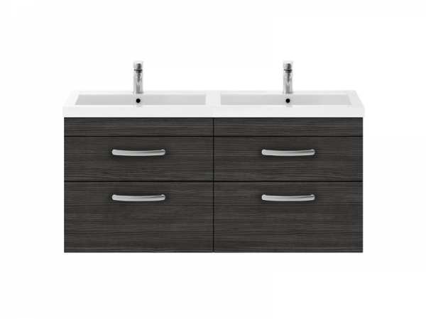 Nuie Athena Hacienda Black Wall Hung 1200mm Cabinet and Double Basin ATH047C