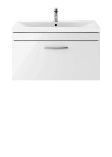 Nuie Athena Gloss White Wall Hung 800mm Cabinet and Basin 2 ATH062B