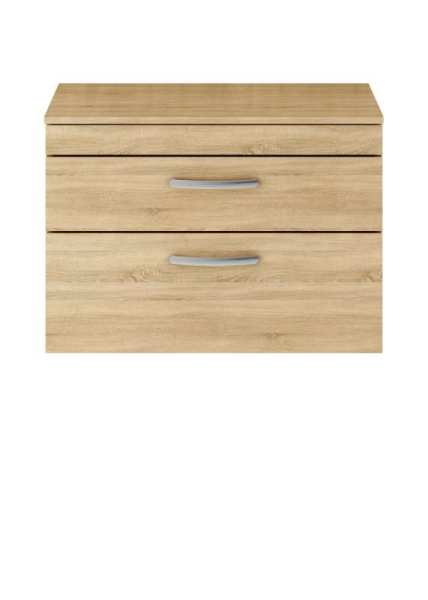 Nuie Athena Natural Oak Wall Hung 800mm Cabinet and Worktop ATH066W