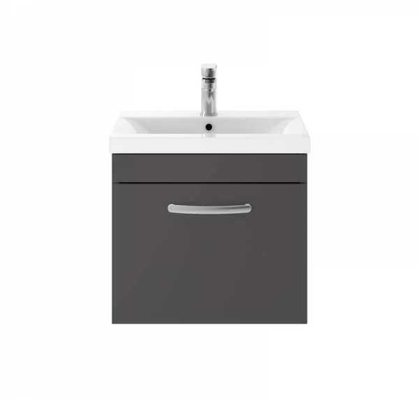 Nuie Athena Gloss Grey Wall Hung 500mm Cabinet And Basin 2 ATH073B