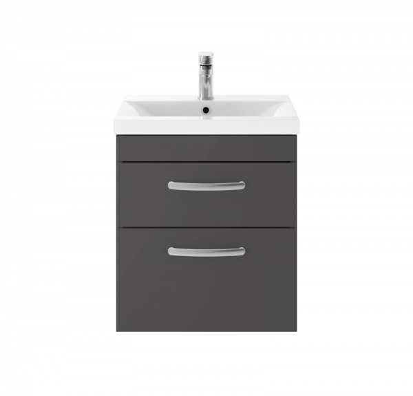 Nuie Athena Gloss Grey Wall Hung 500mm Cabinet And Basin 1 ATH074A