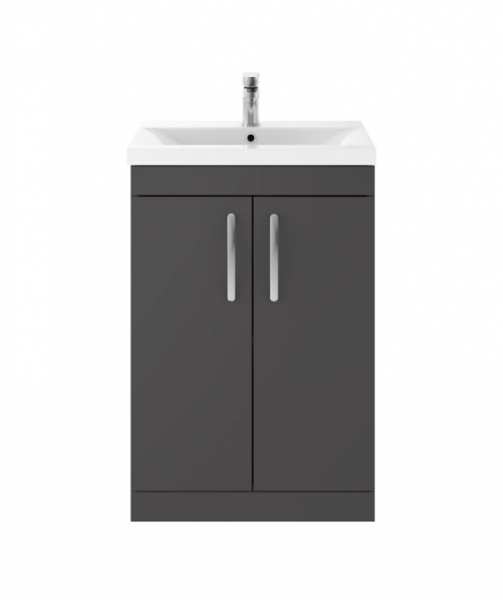 Nuie Athena Gloss Grey Floor Standing 600mm Cabinet And Basin 1 ATH075A