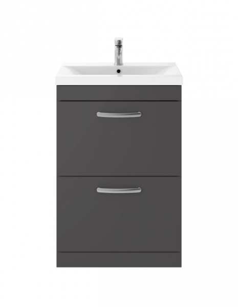Nuie Athena Gloss Grey Floor Standing 600mm Cabinet And Basin 2 ATH076B