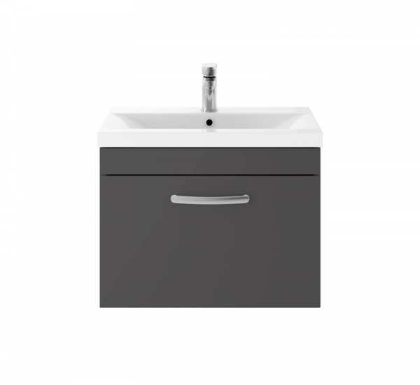 Nuie Athena Gloss Grey Wall Hung 600mm Cabinet And Basin 2 ATH077B