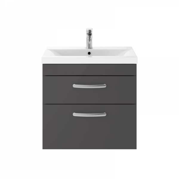 Nuie Athena Gloss Grey Wall Hung 600mm Cabinet And Basin 1 ATH078A