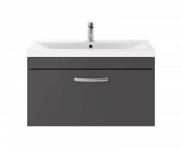 Nuie Athena Gloss Grey Wall Hung 800mm Cabinet And Basin 2 ATH080B