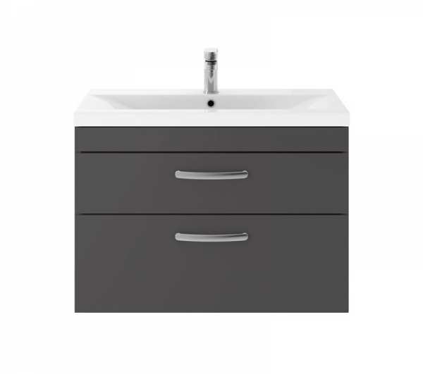 Nuie Athena Gloss Grey Wall Hung 800mm Cabinet And Basin 2 ATH081B