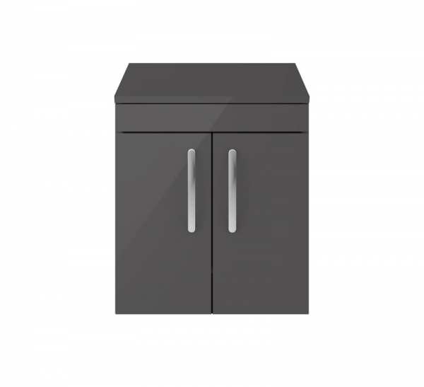 Nuie Athena Gloss Grey Wall Hung 500mm Cabinet And Worktop ATH087W