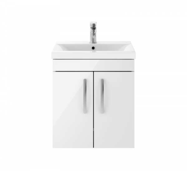 Nuie Athena Gloss White Wall Hung 500mm Cabinet And Basin 2 ATH088B