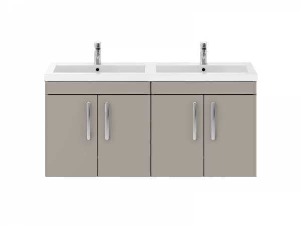 Nuie Athena Stone Grey Wall Hung 1200mm Cabinet and Double Basin ATH090C