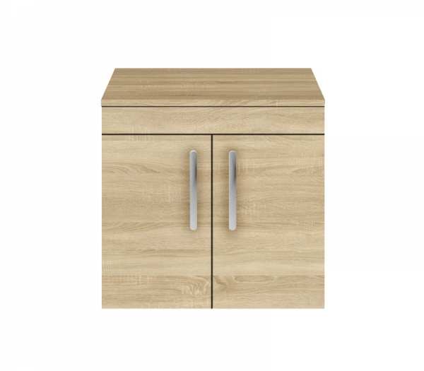 Nuie Athena Natural Oak Wall Hung 600mm Cabinet and Worktop ATH091W