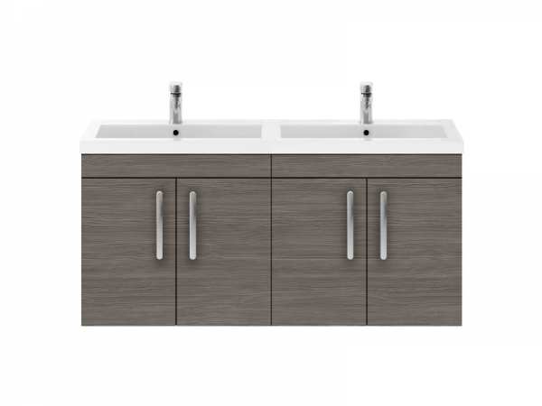 Nuie Athena Grey Avola Wall Hung 1200mm Cabinet and Double Basin ATH093C