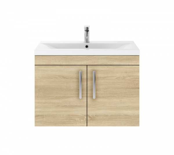 Nuie Athena Natural Oak Wall Hung 800mm Cabinet and Basin 2 ATH098B