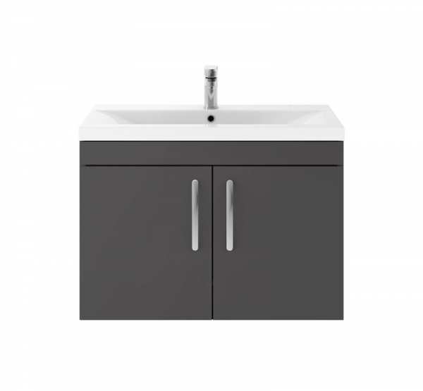 Nuie Athena Gloss Grey Wall Hung 800mm Cabinet And Basin 2 ATH101B