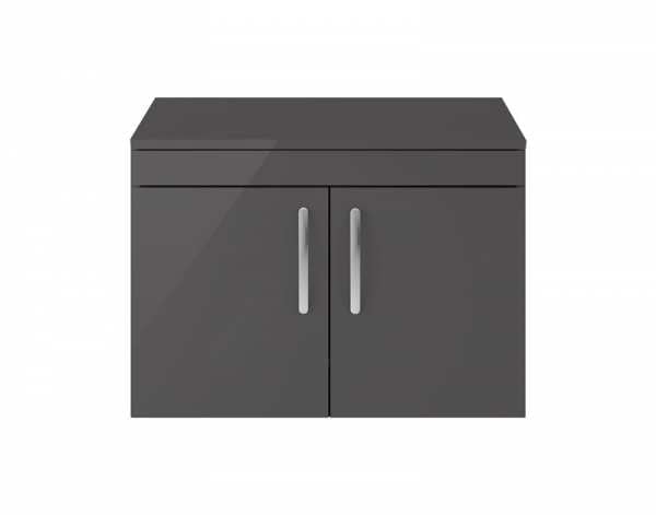 Nuie Athena Gloss Grey Wall Hung 800mm Cabinet And Worktop ATH101W