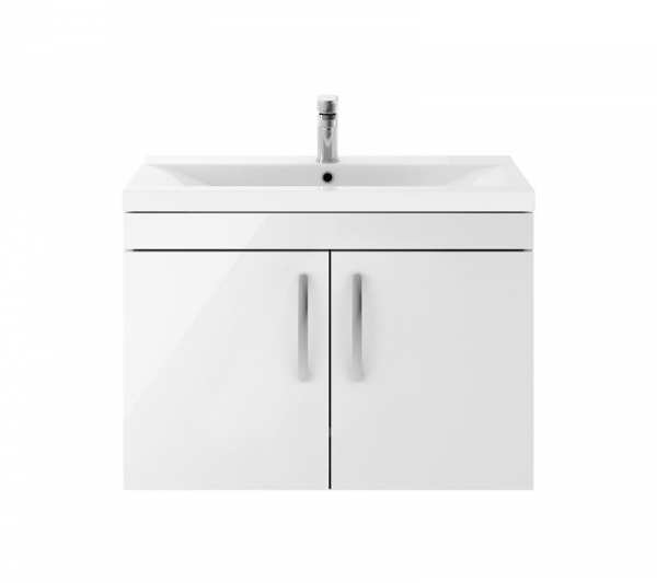 Nuie Athena Gloss White Wall Hung 800mm Cabinet And Basin 2 ATH102B