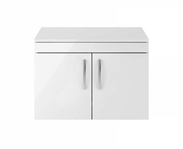 Nuie Athena Gloss White Wall Hung 800mm Cabinet And Worktop ATH102W