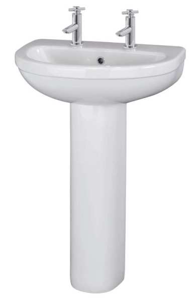 Nuie Ivo 550mm Basin and Pedestal 2 Tap CIV003