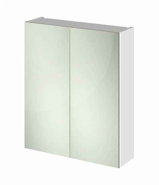 Nuie Gloss White 600mm Mirror Unit 50&#47;50 OFF117