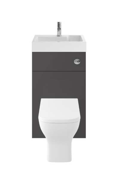 Nuie Athena Gloss Grey 500mm Basin And WC Unit PRC945CB
