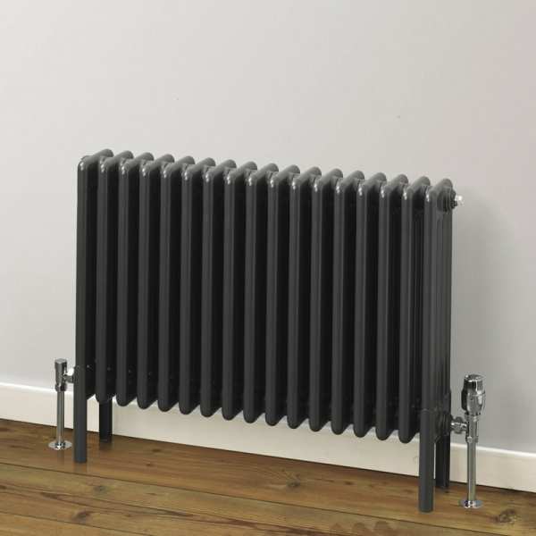 Rads 2 Rails Fitzrovia 4 Column Anthracite Horizontal Radiator 600mm x 806mm