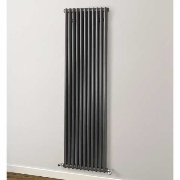 Rads 2 Rails Fitzrovia 3 Column Anthracite Vertical Radiator 1800mm x 300mm