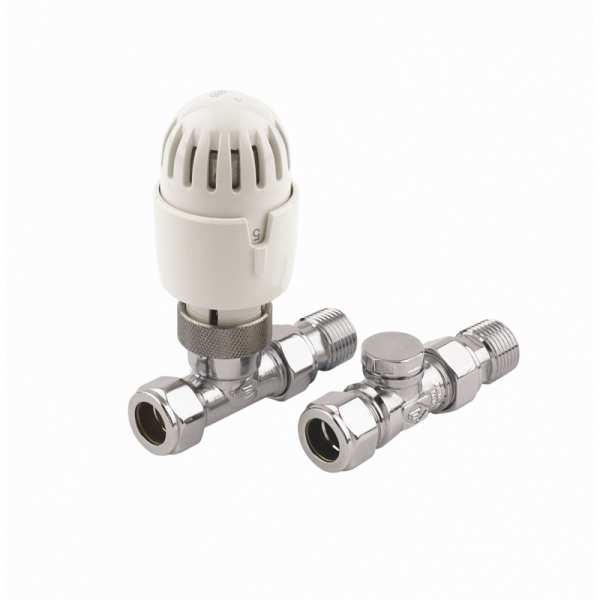 Rads 2 Rails Sterling 15mm Straight TRV Set in Chrome and White