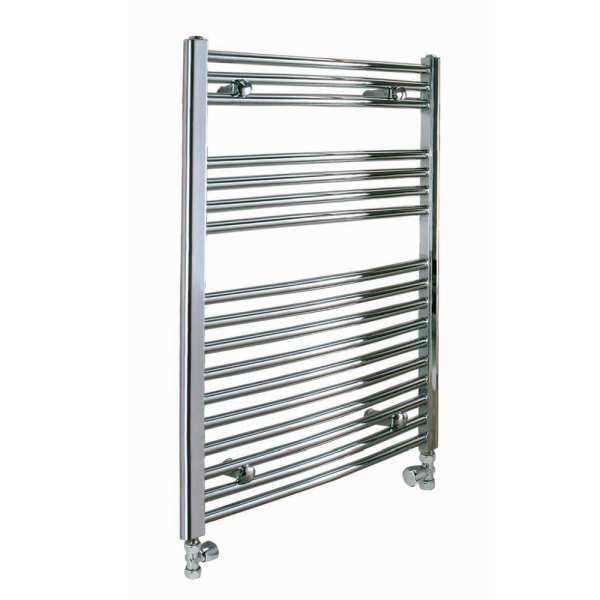 Reina Diva Central Heating Polished Chrome Curved Ladder Towel Rail 800mm High x 450mm Wide