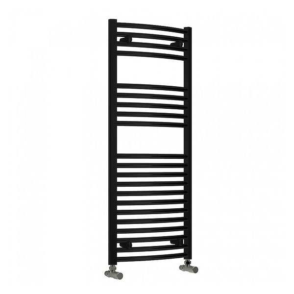 Reina Diva Central Heating Black Flat Ladder Towel Rail 800mm High x 500mm Wide