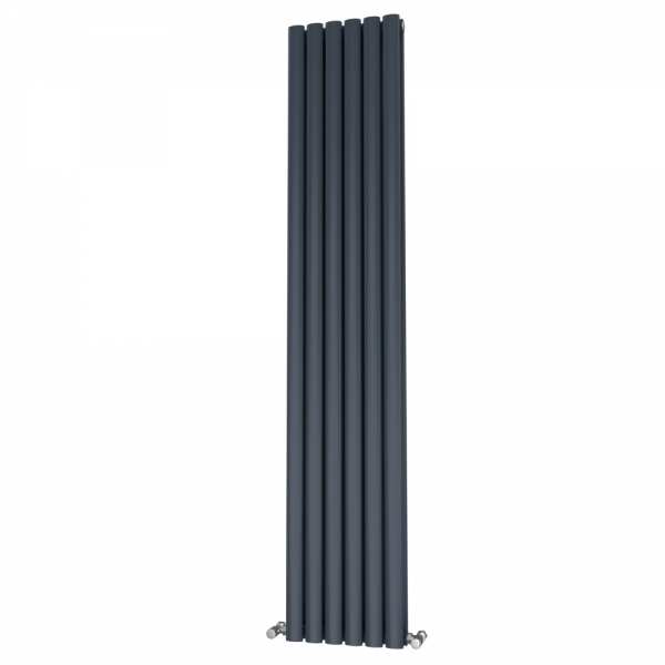 Riviera Ovalo Anthracite Elliptical Tube Designer Radiator Double Sided 1600 x 348mm