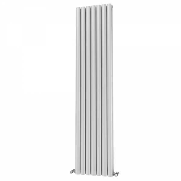 Riviera Ovalo White Elliptical Tube Designer Radiator Double Panel 1600 x 406mm