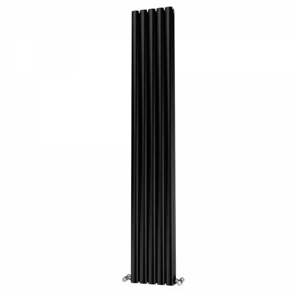 Riviera Ovalo Black Elliptical Tube Designer Radiator Double Sided 1800 x 290mm