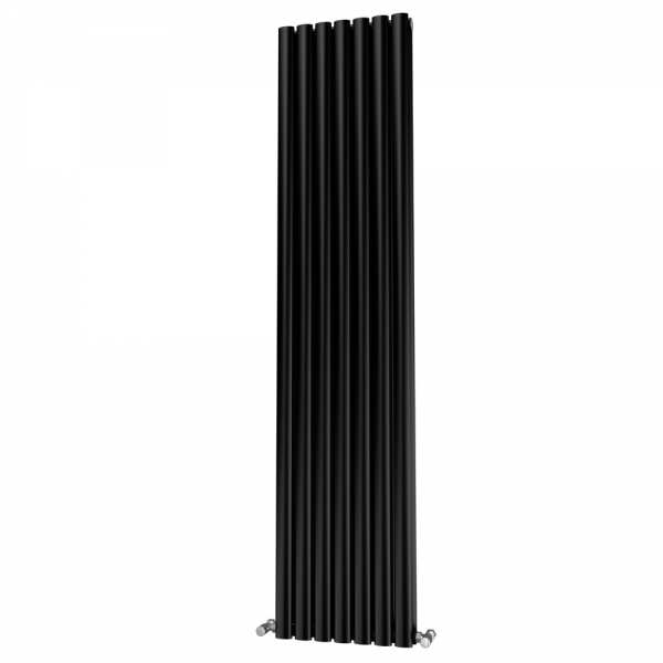 Riviera Ovalo Black Elliptical Tube Designer Radiator Double Sided 1800 x 406mm