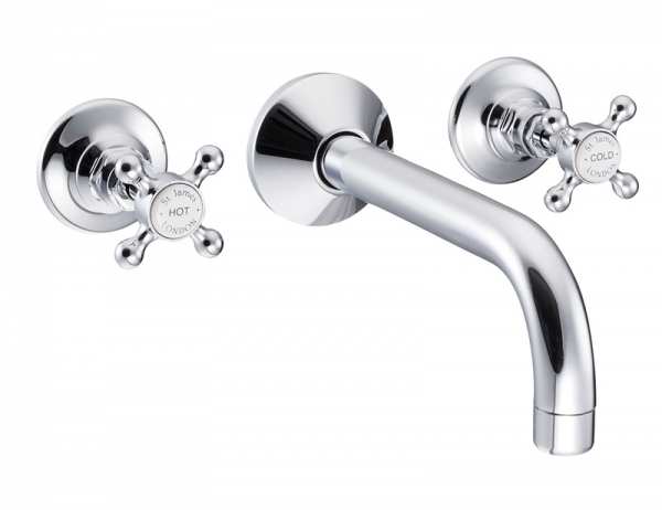 St James Three Hole Wall Mounted Basin Mixer with Long Reach Spout SJ440
