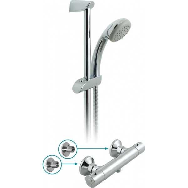 Vado Prima Thermostatic Slide Rail Shower Kit Package With Wall Mounting Brackets