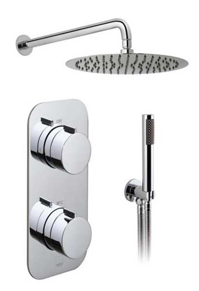 Vado Tablet 2 Outlet Concealed Thermostatic Shower Valve with Fixed Shower Head and Slide Rail Shower Kit TAB1721ALTCP