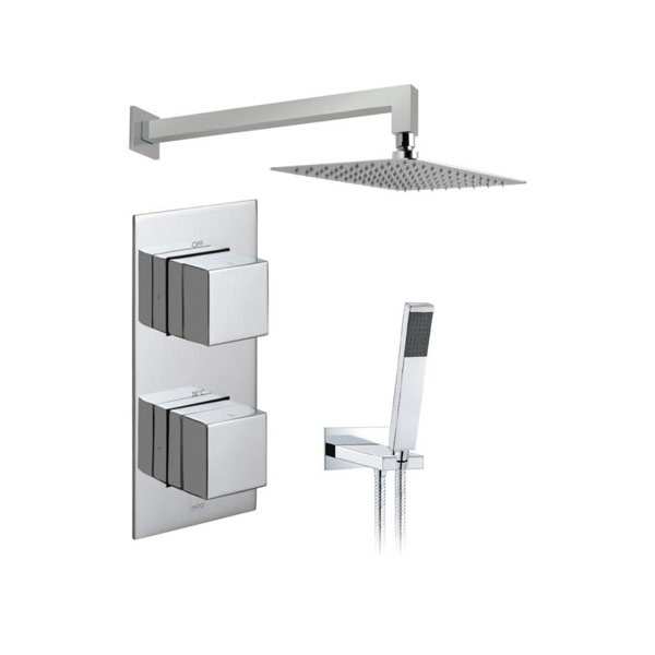 Vado Tablet 2 Outlet Concealed Thermostatic Shower Valve with Fixed Shower Head and Mini Shower Kit TAB1721NOTCP