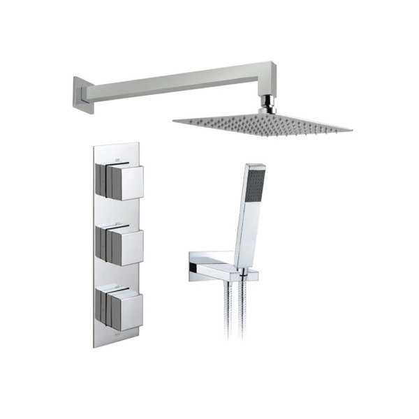 Vado Tablet 2 Outlet Concealed Thermostatic Shower Valve with Fixed Shower Head and Mini Shower Kit TAB1743NOTCP