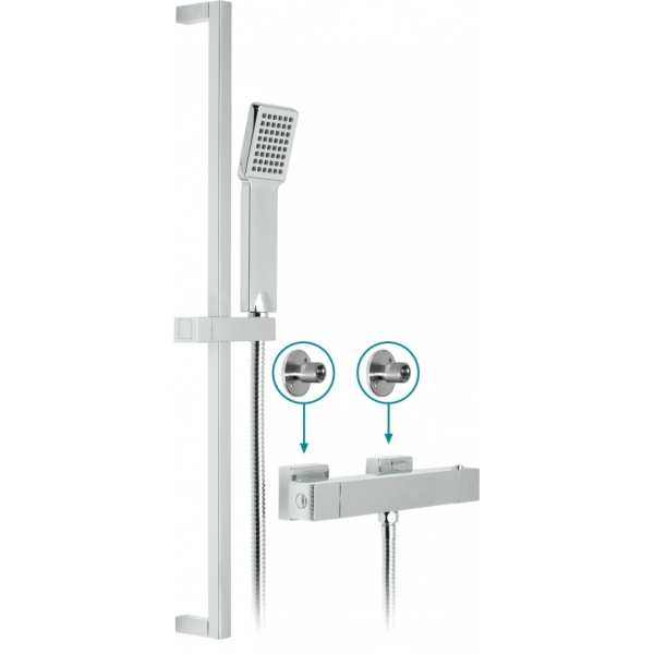 Vado  Te Thermostatic Slide Rail Shower Kit Package With Wall Mounting Brackets