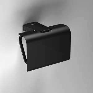 Sonia S6 Black Toilet Roll Holder with Flap Black 166473