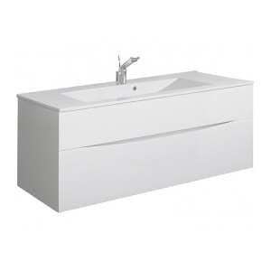 Crosswater Glide II 100 Two Drawer White Gloss Vanity Unit PLUS CERAMIC Basin GL1000DWG+ DE0004SCW